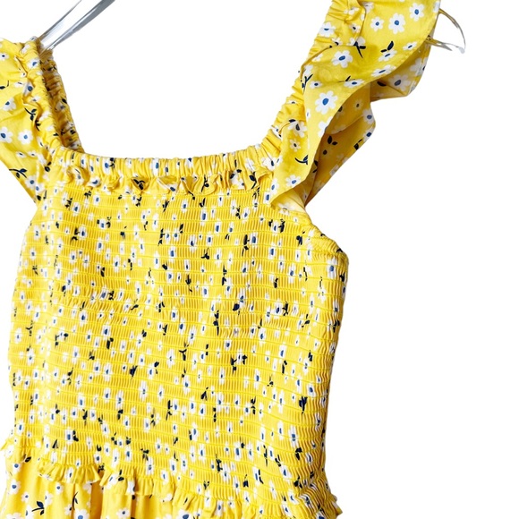 Kate Spade Fleurette Toss Voile Smocked Dress Yellow Floral Summer XS - Picture 8 of 13